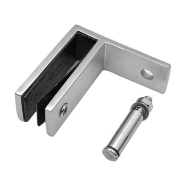 Imagem de WeiLaiKeQi Grampo de vidro para parede, fácil de instalar, suporte de prateleira de vidro multiuso, aço inoxidável para endireitar escadas, sala de estar, Prata, Contra a Parede