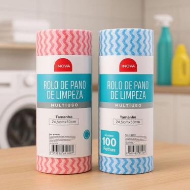 Imagem de Kit com 2 Rolos de Pano de Limpeza Multiuso 100 Folhas Cada Azul ,Verd
