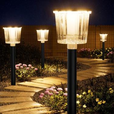 Imagem de Solar Pathway Lights ALFIOT, pacote com 8, impermeável, IP65, quente/f