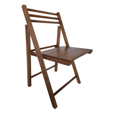 Imagem de Cadeira Dobrável Rústica em Madeira com Assento Multilaminado e Encost