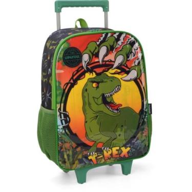 Imagem de Mochila Infantil com Rodinha UP4YOU Dinossauro G Preta - Luxcel