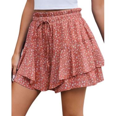 Imagem de Shorts Cnlinkco Flowy para mulheres, saias florais boho casuais
