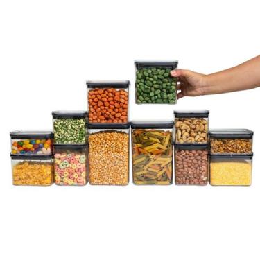 Imagem de Kit 12 potes de acrílico com tampa herméticos quadrados - Tüd - TUD, U