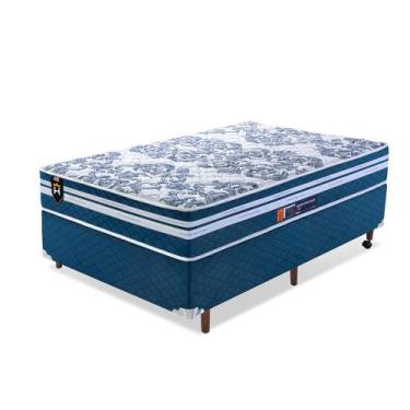 Imagem de Conjunto Cama Box Solteiro Espuma D33 Miami One Face 96x203 Azul - Kin