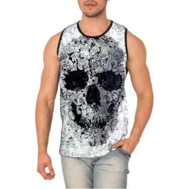 Imagem de Regata Caveira Desenho Camisa Black Skull - smoke, Preto, GG