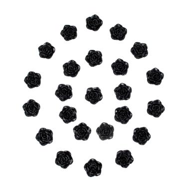 Imagem de Kit C/24 Miçangas em Resina Flor Rosa Negra 2 cm