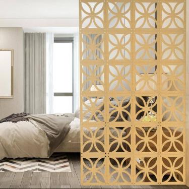 Imagem de Kit 48 Mdf Divisoria Ambiente Placa Cobogo Decoraçao 29X29Cm
