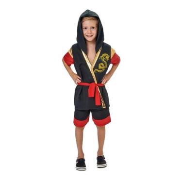 Imagem de Fantasia de Ninja Infantil 2 a 12 anos Roupa Kimono Ninja Samurai Pret