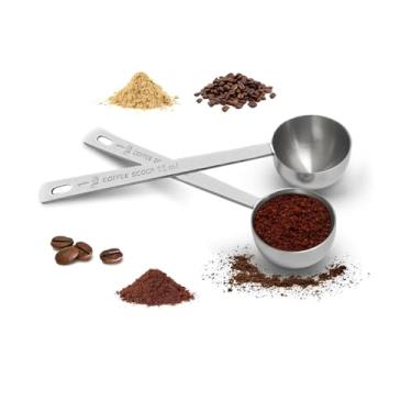 Imagem de Colher de medição de aço inoxidável 2 peças - 1 colher de sopa 15 ml/30 ml, colher de café e chá de cabo longo, utensílios de cozinha para cozinhar e assar (prata 15 ml)
