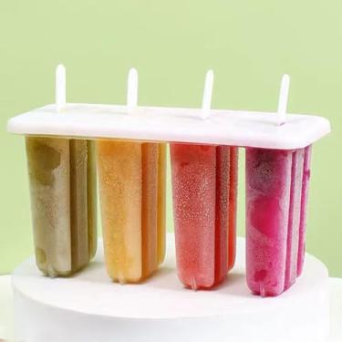 Imagem de 4 moldes de picolé, moldes de silicone para picolé, máquina de fazer picolé de fácil liberação sem BPA