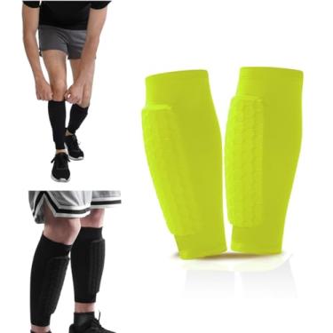 Imagem de Um par de caneleiras leve com almofada de favo de mel, ideal para vários esportes como futebol, verde, PP