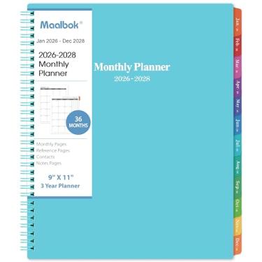 Imagem de Agenda Mensal/Calendário 2026-2028 - Agenda Mensal de 3 Anos 2026-2028, Jan. 2026 - Dezembro de 2028, 23.8 cm x 28.7 cm, Agenda de Calendário com Abas de 36 Meses, Bolso Duplo Lateral, Feriados