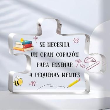 Imagem de Presente de agradecimento ao professor, placa espanhola, decoração de mesa de acrílico, presente de professores de volta às aulas, adequado para aniversário, formatura, Dia das Bruxas, Ação de Graças