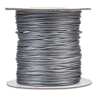 Imagem de Cordão encerado de 1 mm cinza de 1 mm com contas de poliéster coreano, fios para nós, tranças, cordas redondas para pulseira DIY, colar de macramê, fabricação de joias