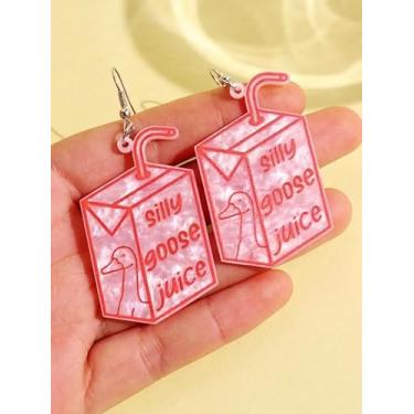Imagem de Brincos de acrílico Silly Goose Juice Drop Cute Cartoon Juice Box Ear Dangles Hipoalergênico Animal Charm Brincos Engraçados Doces Uso Diário Acessórios de Joias Presentes de Festa de Aniversário dos