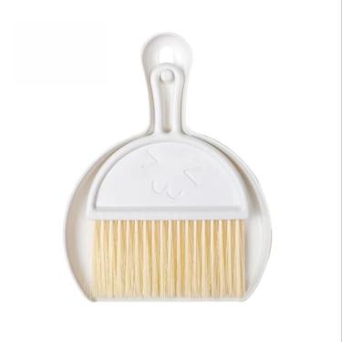 Imagem de Conjunto de vassoura de mesa e pá de lixo – Mini vassoura compacta para teclado, mesa, bancada, armazenamento empilhável, borda de borracha macia, cerdas de alta densidade