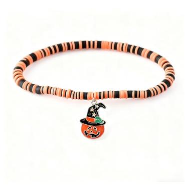 Imagem de Pulseiras femininas com pingente de Halloween com fio ajustável com rede de abóbora, fantasma, morcego, caveira, presentes de festa de Halloween, One Size, Liga de aço, Sem Pedra Preciosa
