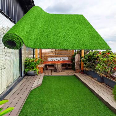 Imagem de honeypet Tapete de área de grama artificial Tapete de grama 3FTX10FT Cães Pet Tapete de Astroturf Sintético Tapete 0,4 polegadas Altura Pilha Interior Exterior Jardim Gramado Paisagem Pátio