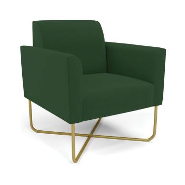 Imagem de Poltrona Base X Industrial Dourado Marisa Veludo D03 - D\&#039rossi Cor Verde