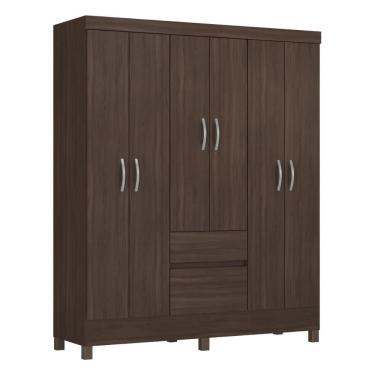 Imagem de Guarda Roupa Flash Ii Casal Quarto Com 6 Portas E 2 Gavetas Cafe Touch Cafe Touch