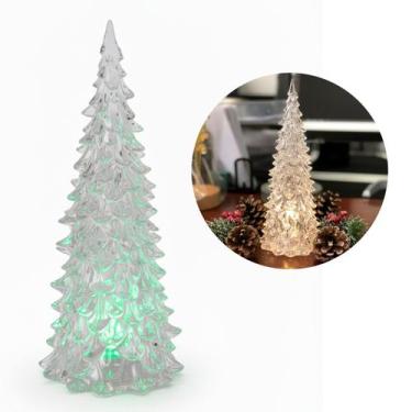 Imagem de Enfeite De Mesa Natalino Mini Arvore De Natal Cristal Acrílico Com Luz