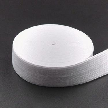 Imagem de Faixa elástica para costura, branca, 2,5 cm, 12 m, carretel de malha de alta elasticidade para cinturas, calças, roupas e artesanato