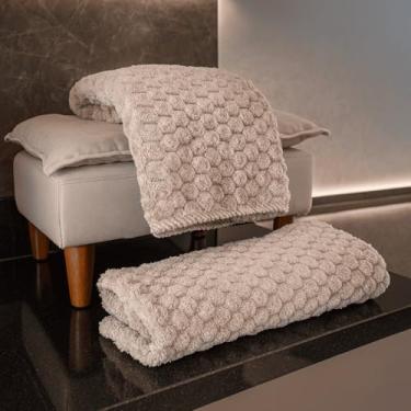 Imagem de Kit 2 Toalhas de Banho Luxo Microfibra Grande e Macia 140x70cm – Secagem Rápida e Confortável (Champanhe)