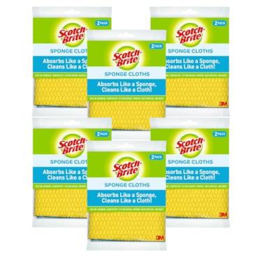 Imagem de Pano de esponja Scotch-Brite – Pacote com 12 (6 pacotes de 2 cada), reutilizáveis e laváveis, altamente absorventes, panos de limpeza multiuso