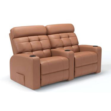 Imagem de Sofá 2 Lugares Reclinável Elétrico Em Couro Bovino Cinema