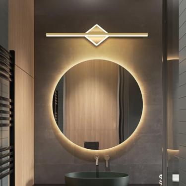 Imagem de GZZBMY Arandelas de parede interior LED espelho lâmpada banheiro moderno metal alumínio iluminação de parede minimalista iluminação de sala de estar longa para corredor do quarto (luz dourada quente