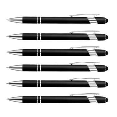 Imagem de Jixoria Canetas personalizadas a granel personalizadas com logotipo de nome, caneta personalizada, tinta preta, presente para festa de aniversário de negócios, 6 peças, em branco, preto