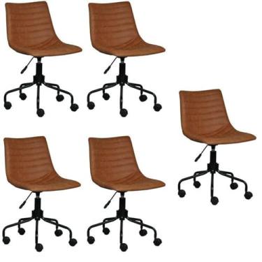 Imagem de Kit 5 Cadeiras para Escritório Decorativa em Corino Florença Caramelo