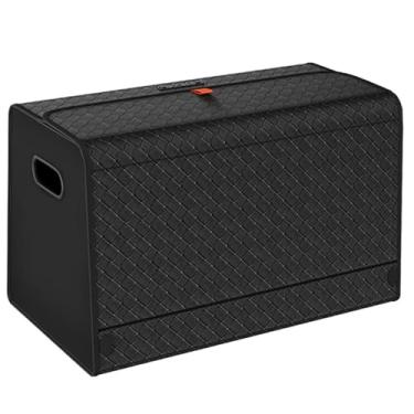 Imagem de GMQ Organizador de porta-malas de carro para SUV, organizadores de carro e armazenamento com armazenamento dobrável, tampa magnética de grande capacidade para SUV, caminhão, MPV (preto trançado, G