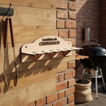 Imagem de Suporte Guarda Espetos Cantinho do Churrasco de Parede em MDF de 6 MM(44 cm)