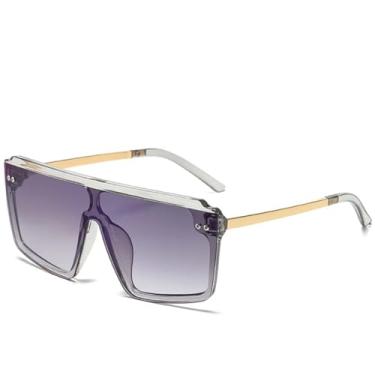 Imagem de JRLLFD Óculos de sol punk grande feminino, armação grande, luxuoso, masculino, esportivo, à prova de vento, UV400 (cinza, gradiente, cinza)