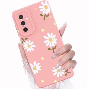 Imagem de CASBST Capa para celular Galaxy A36 5G, design de padrão de flores da moda, capa de silicone líquido, fina, à prova de choque e resistente a arranhões para Samsung A36- Rosa