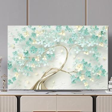 Imagem de Capa protetora de tela interna para TV com padrão de pintura de 32-80 polegadas para TVs de tela plana e PCs, pano universal à prova de poeira com bordas elásticas-flor1||45-48 polegadas