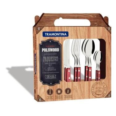 Imagem de Faqueiro Tramontina Polywood Vermelho 24 Peças, Polywood_Vermelho