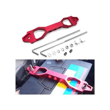 Imagem de Couslcd Conjuntos de suporte de bateria, suporte de trava de barra transversal automotivo com parafusos J de ferro galvanizado, suporte de amarração de bateria de carro de liga de alumínio tarugo
