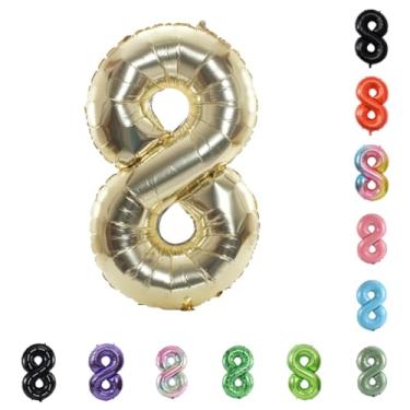 Imagem de Balão grande de hélio com número de hélio de 101 cm para festa de casamento 0-9 (ouro pálido, 8)