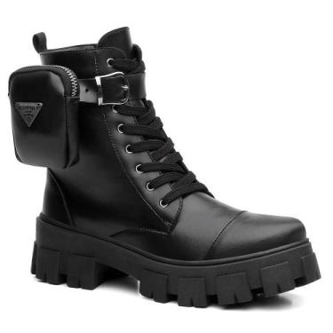 Imagem de Bota Coturno Feminino Zíper Bolsinha Lateral Confortável - Valentina K