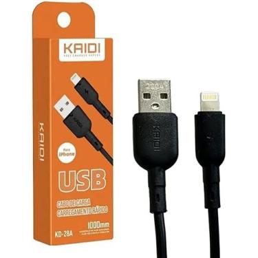 Imagem de Cabo Dados Carga Rápida Ios x Usb 1 Metro 3A Kaidi Kd-28A Preto