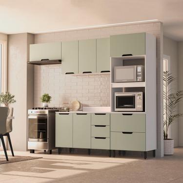 Imagem de Cozinha Modulada 4 Peças com Tampo Maeena Politorno - Branco/Verde