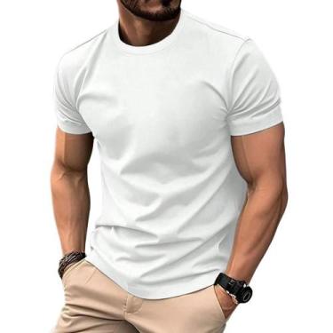 Imagem de Camiseta Dry Fit Masculina Lisa Casual Treino - NoBrand, Branco, GG