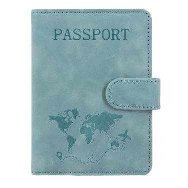 Imagem de ACdream Combo porta-cartão de passaporte e vacina, capa com compartimento para cartão de vacinação CDC, protetor organizador de documentos de viagem de couro, com bloqueio RFID, para mulheres e homens