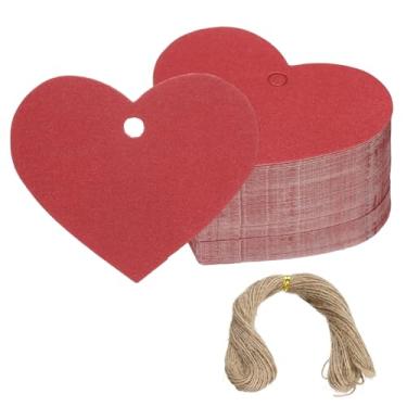 Imagem de PATIKIL Etiquetas de presente com cordão, 200 peças de etiquetas de papel em branco em forma de coração etiquetas para embrulho de presente com barbante de juta para lembrancinhas de festa de