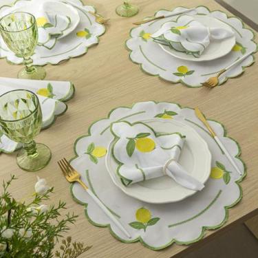 Imagem de Kit 24 Pçs 12 Lugares Mesa Posta Sousplat Jogo Americano Limão Sicilia