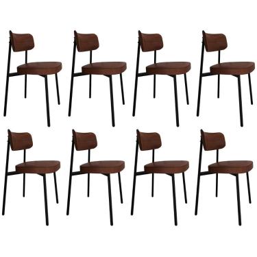 Imagem de Cadeira De Jantar Estofada Kit 8 Ella M25 Sintético Marrom - Mpozenato