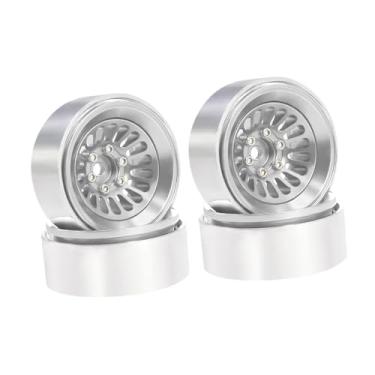 Imagem de Dynwave 4x Aros de Roda RC com Encaixe Hexagonal de 7mm, Modificação Premium, Leves, Peças de Reposição para Montagem e Upgrade de Caminhões RC TRX4M 1/18 e, Prata
