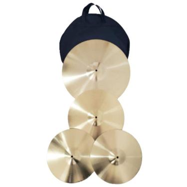 Imagem de Kit Pratos Hi Hat 14 Crash 16 Condução Ride 20 Bag C. Ibanez